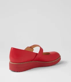Women TOP END Mary Janes|Flats-Ohgees Red Leather Flat Shoes