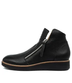 Women TOP END Boots|Wedges-Ohmy Black Black Leather Ankle Boots