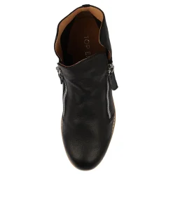 Women TOP END Boots|Wedges-Ohmy Black Leather Ankle Boots