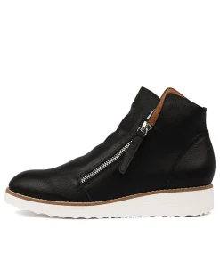 Women TOP END Boots|Wedges-Ohmy Black Leather Ankle Boots