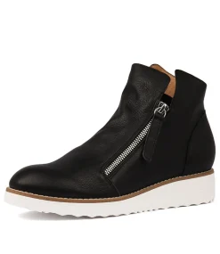 Women TOP END Boots|Wedges-Ohmy Black Leather Ankle Boots