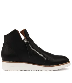 Women TOP END Boots|Wedges-Ohmy Black Leather Ankle Boots