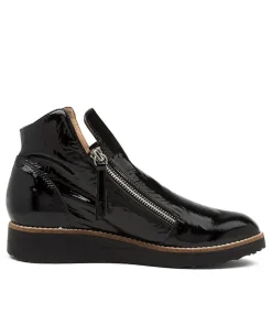 Women TOP END Boots|Wedges-Ohmy Black Patent Leather Ankle Boots