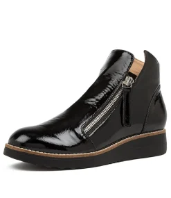 Women TOP END Boots|Wedges-Ohmy Black Patent Leather Ankle Boots