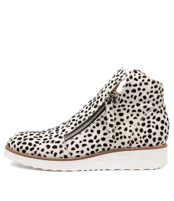 Women TOP END Boots|Wedges-Ohmy Black White Pony Ankle Boots