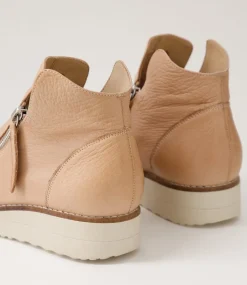 Women TOP END Boots|Wedges-Ohmy Cafe Nude Leather Ankle Boots