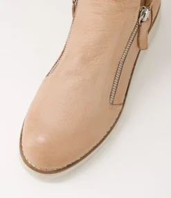 Women TOP END Boots|Wedges-Ohmy Cafe Nude Leather Ankle Boots