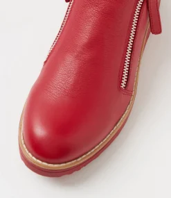 Women TOP END Boots|Wedges-Ohmy Dark Red Leather Ankle Boots