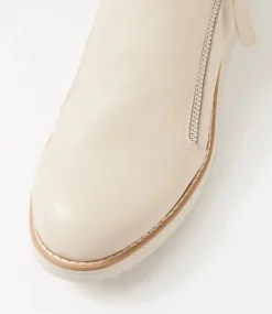 Women TOP END Boots|Wedges-Ohmy Vanilla Leather Ankle Boots