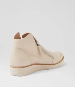 Women TOP END Boots|Wedges-Ohmy Vanilla Leather Ankle Boots