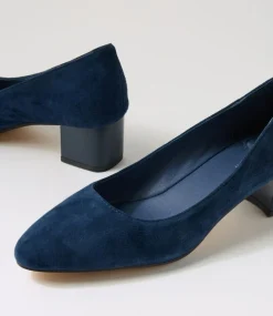 Women DIANA FERRARI Dress|Heels-Oledia Navy Gloss Suede Heels