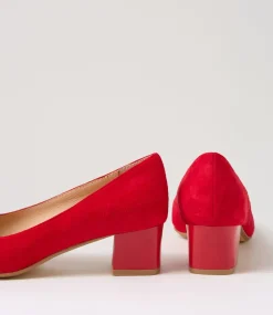 Women DIANA FERRARI Dress|Heels-Oledia Red Gloss Suede Heels