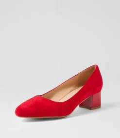 Women DIANA FERRARI Dress|Heels-Oledia Red Gloss Suede Heels