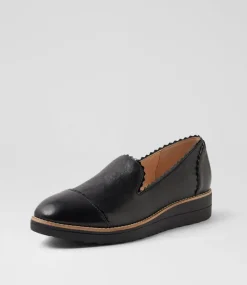 Women TOP END Loafers|Flats-Olingo Black Leather Patent Loafers