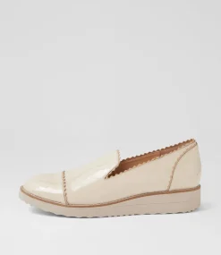 Women TOP END Flats-Olingo Vanilla Camel Patent Leather Flat Shoes
