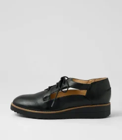 Women TOP END Flats-Ollays Black Leather Flat Shoes