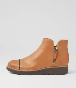 Women TOP END Boots-Onight Dark Tan Choc Leather Ankle Boots
