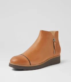 Women TOP END Boots-Onight Dark Tan Choc Leather Ankle Boots