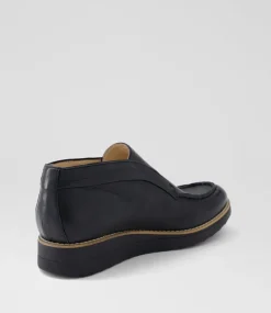 Women TOP END Boots-Onott Black Leather Ankle Boots