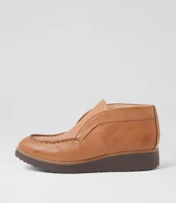 Women TOP END Boots-Onott Dark Tan Choc Leather Ankle Boots