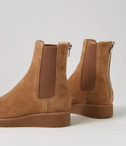 Women TOP END Boots|Wedges-Oremi Light Choc Suede Chelsea Boots