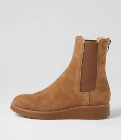 Women TOP END Boots|Wedges-Oremi Light Choc Suede Chelsea Boots