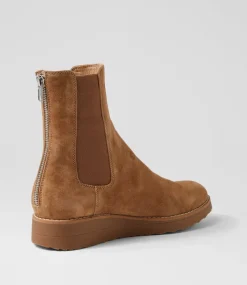 Women TOP END Boots|Wedges-Oremi Light Choc Suede Chelsea Boots
