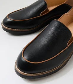 Women TOP END Loafers|Flats-Orias Black Dark Tan Leather Loafers