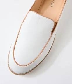 Women TOP END Loafers|Flats-Orias White Dark Tan Leather Loafers