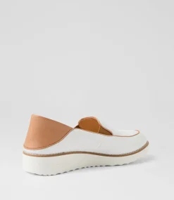 Women TOP END Loafers|Flats-Orias White Dark Tan Leather Loafers