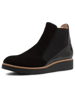 Women TOP END Boots|Wedges-Osiel Black Leather Ankle Boots