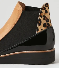 Women TOP END Boots|Wedges-Osiel Dark Tan Black Multi Chelsea Boots