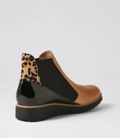 Women TOP END Boots|Wedges-Osiel Dark Tan Black Multi Chelsea Boots