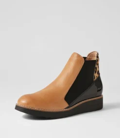 Women TOP END Boots|Wedges-Osiel Dark Tan Black Multi Chelsea Boots