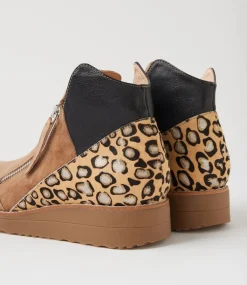 Women TOP END Boots-Ossha Light Choc Metallic Leopard Multi Ankle Boots