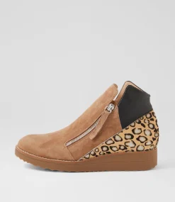 Women TOP END Boots-Ossha Light Choc Metallic Leopard Multi Ankle Boots