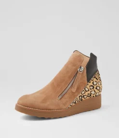 Women TOP END Boots-Ossha Light Choc Metallic Leopard Multi Ankle Boots