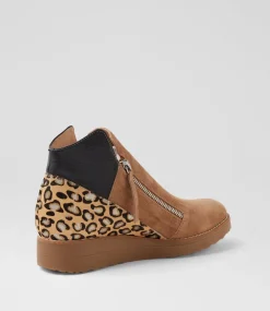 Women TOP END Boots-Ossha Light Choc Metallic Leopard Multi Ankle Boots
