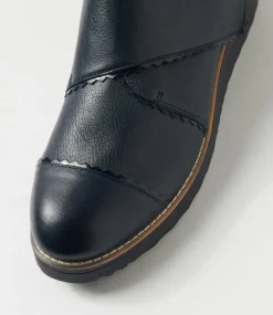 Women TOP END Boots-Otting Navy Leather Patent Ankle Boots
