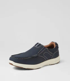 COLORADO Casuals-Oust Navy Leather Flat Shoes
