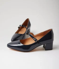 Women DIANA FERRARI Mary Janes|Heels-Ovale Navy Patent Leather Mary Jane Heels