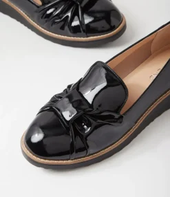Women TOP END Flats-Ovsia Black Patent Leather Flat Shoes