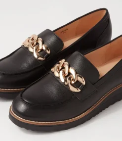 Women TOP END Loafers|Wedges-Ozama Black Leather Loafers