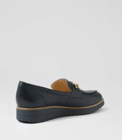 Women TOP END Loafers|Wedges-Ozama Navy Leather Loafers