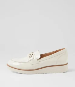 Women TOP END Flats-Ozamas Ivory Patent Leather Flat Shoes