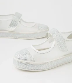 Women TOP END Flats|Mary Janes-Padloc White Mix Flat Shoes