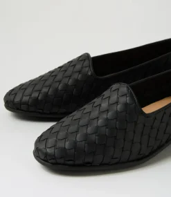 Women SUPERSOFT Comfort|Loafers-Padmas Black Weave Leather Loafers