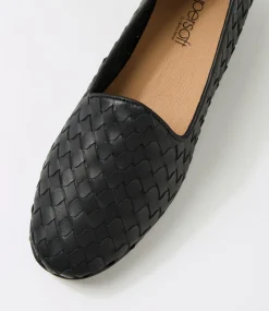 Women SUPERSOFT Comfort|Loafers-Padmas Black Weave Leather Loafers