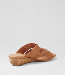 Women SUPERSOFT Comfort|Heels-Padro Dark Tan Leather Sandals