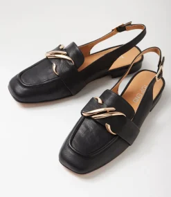 Women TOP END Flats-Pallies Black Leather Flat Shoes